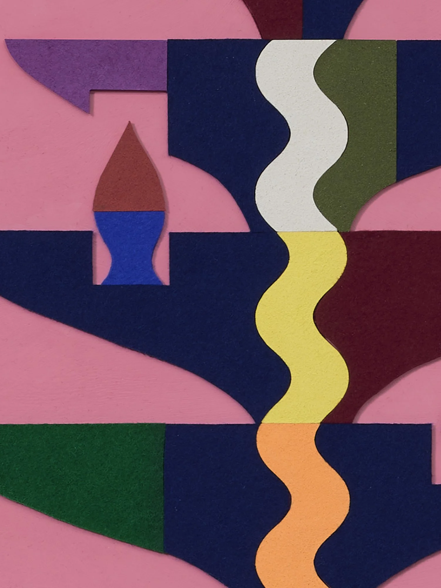 untitled (001.2026), 2026 • Felt, homemade sculpting compound, chalk paint and wax on panel • Height: 30”, Width: 24”