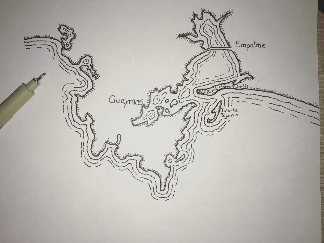 More coastline work. The city of Guaymas on the Gulf of California in Mexico. Another really interesting coastline configuration