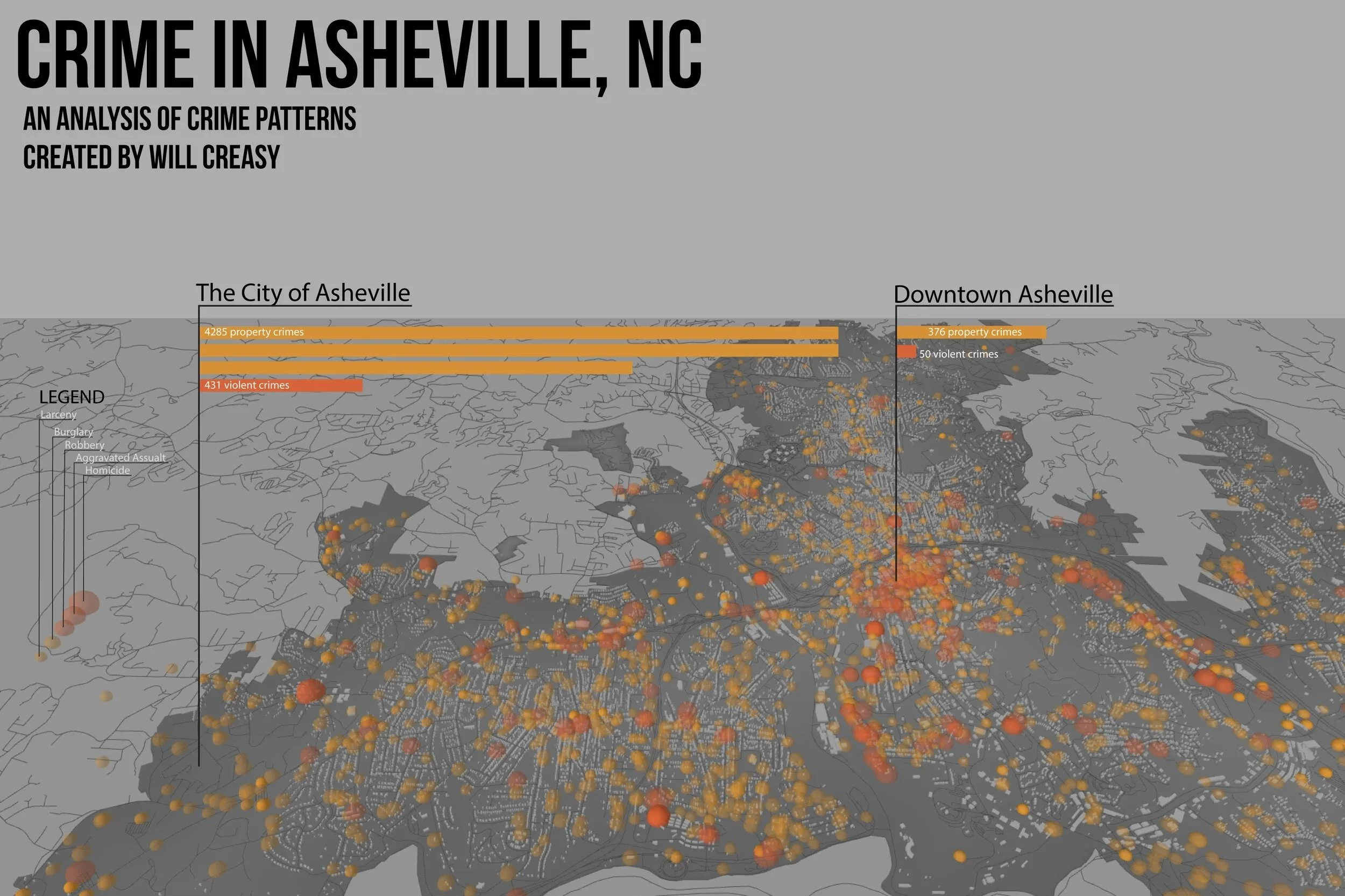 Crime Analysis of Asheville, NC (Created in QGIS)
