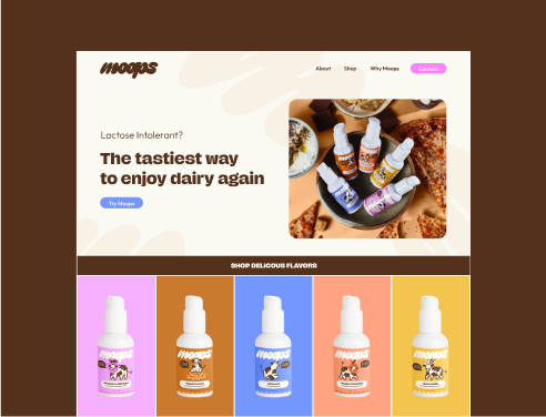 Website design mockup for CPG brand