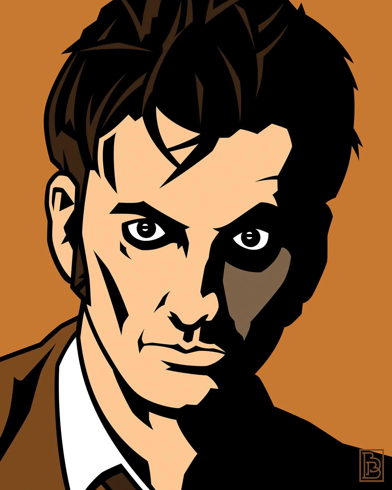 Doctor Who David Tennant portrait pop art design by artist Bradley Beard