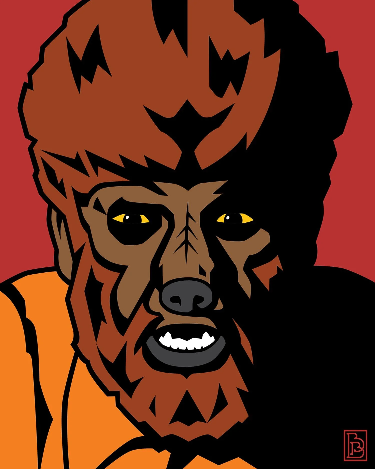 The Wolfman Lon Chaney Universal Monsters pop art portrait artist Bradley Beard