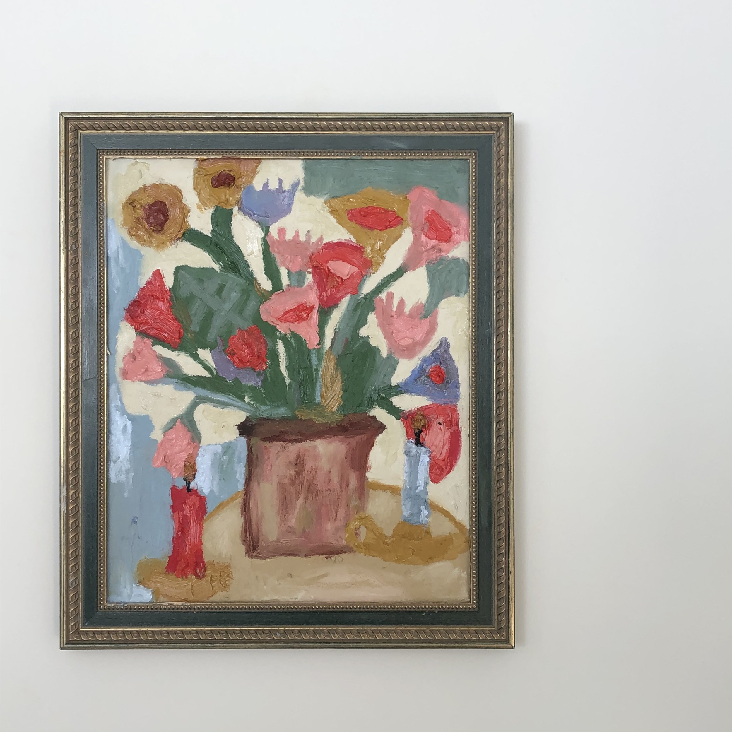 "j'ai fait un bouquet de fleurs pour toi" - huile sur toile, 2020 - 50 cm x 42 cm - VENDU