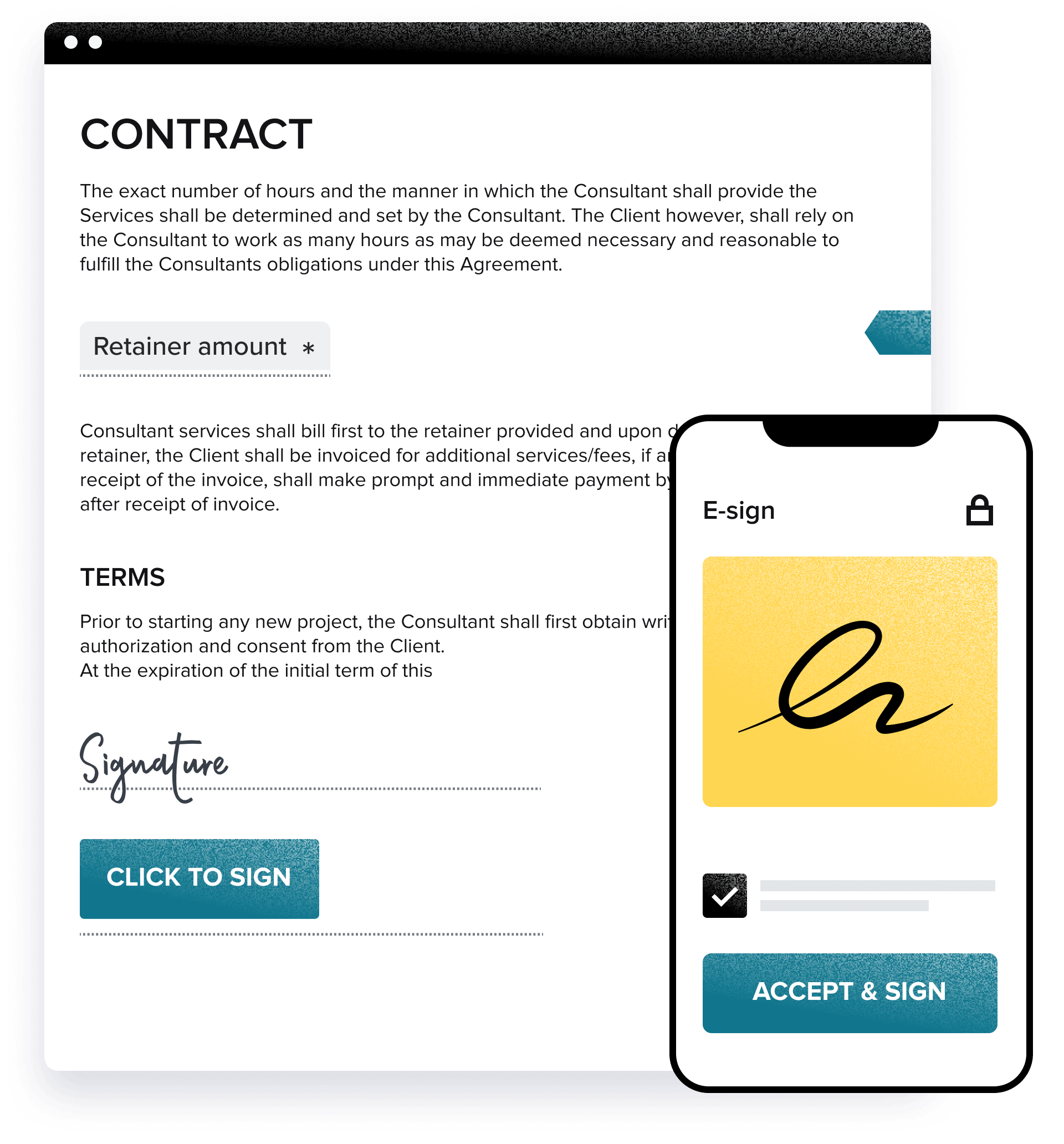 Small business contract signing with Honeybook