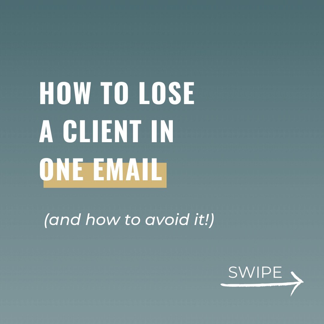 Wondering how to lose a potential client in ONE email? 🫢

Swipe 👉 through to read 3 ways to lose them with the click of a button.

But don&rsquo;t worry, I&rsquo;ve also included my top tips to AVOID losing potential clients too. 🎉

TODAY ONLY &md