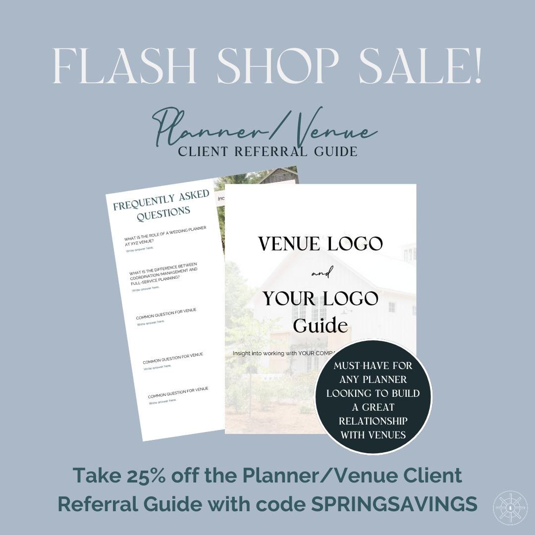 Guess what! Our online template shop is running a SALE on a special item, today only!

This guide isn't just any old template for planners. 👉 It's been meticulously designed to help venue coordinators present YOUR services to their clients in a simp