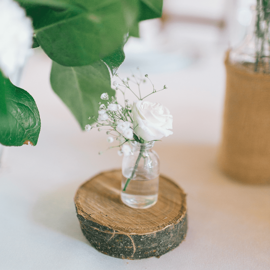 wedding flower arrangements at indoor wedding reception