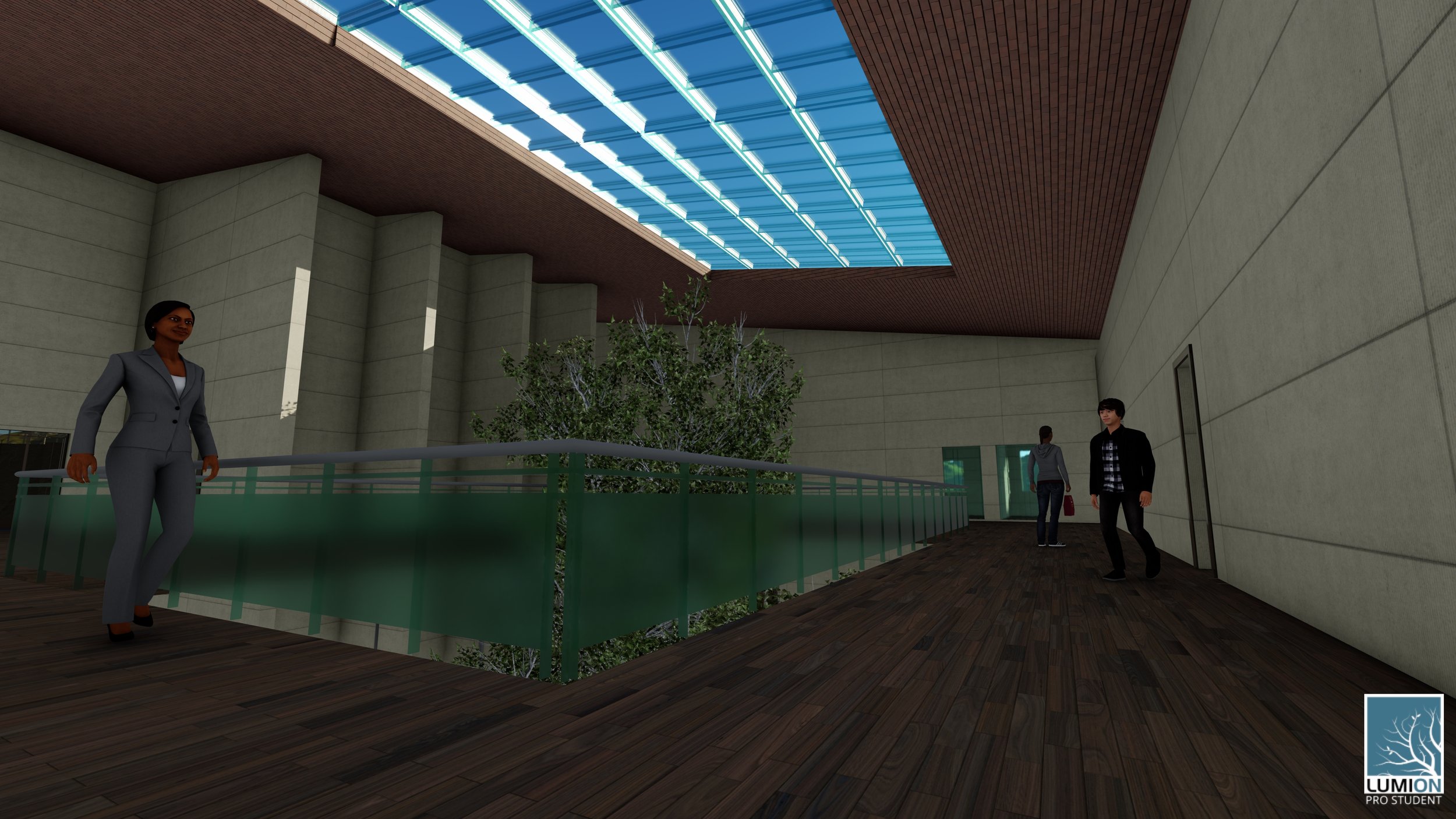 Interior rendering of the third floor hallway.