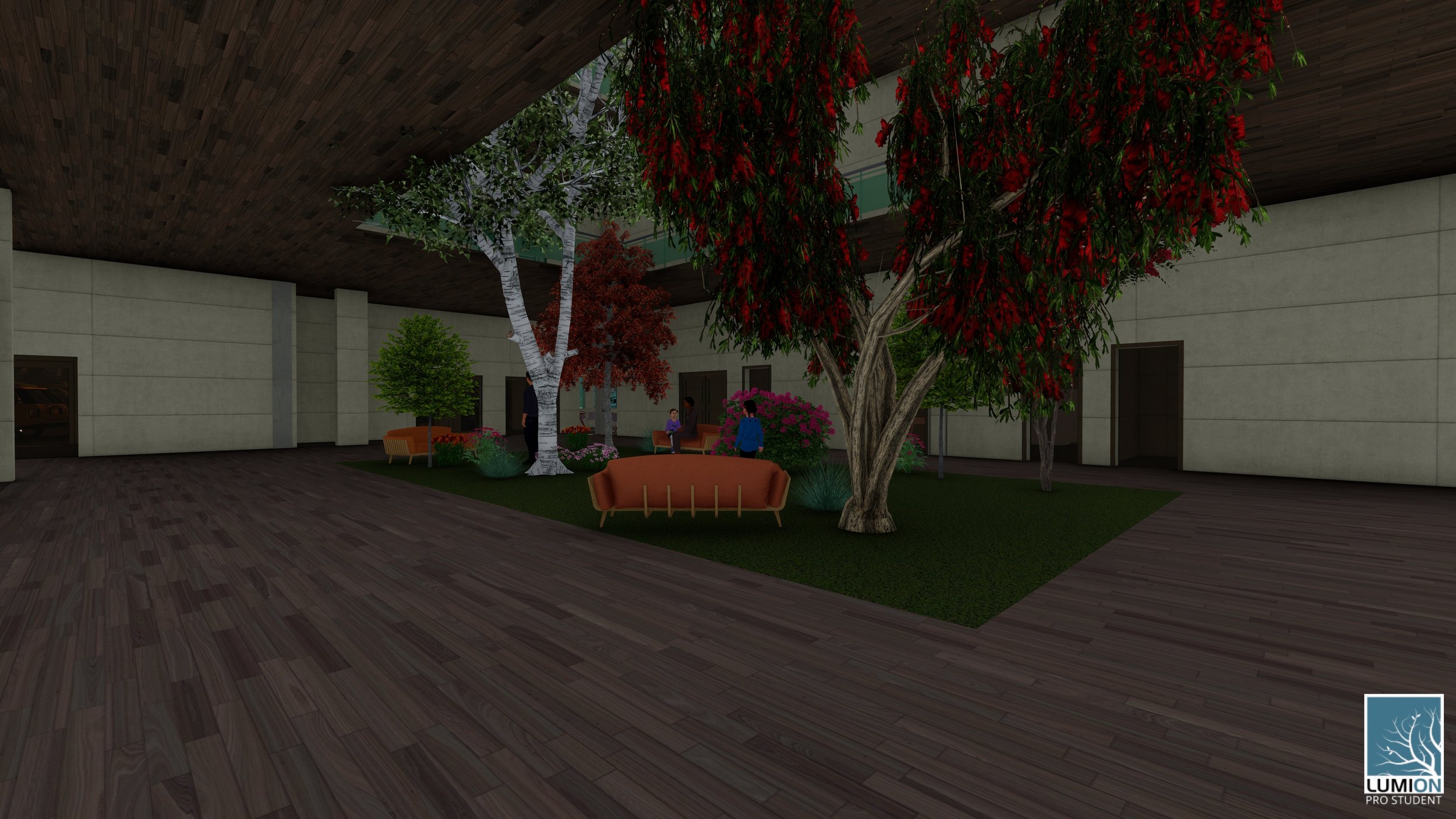 Interior rendering of the garden in the lobby.