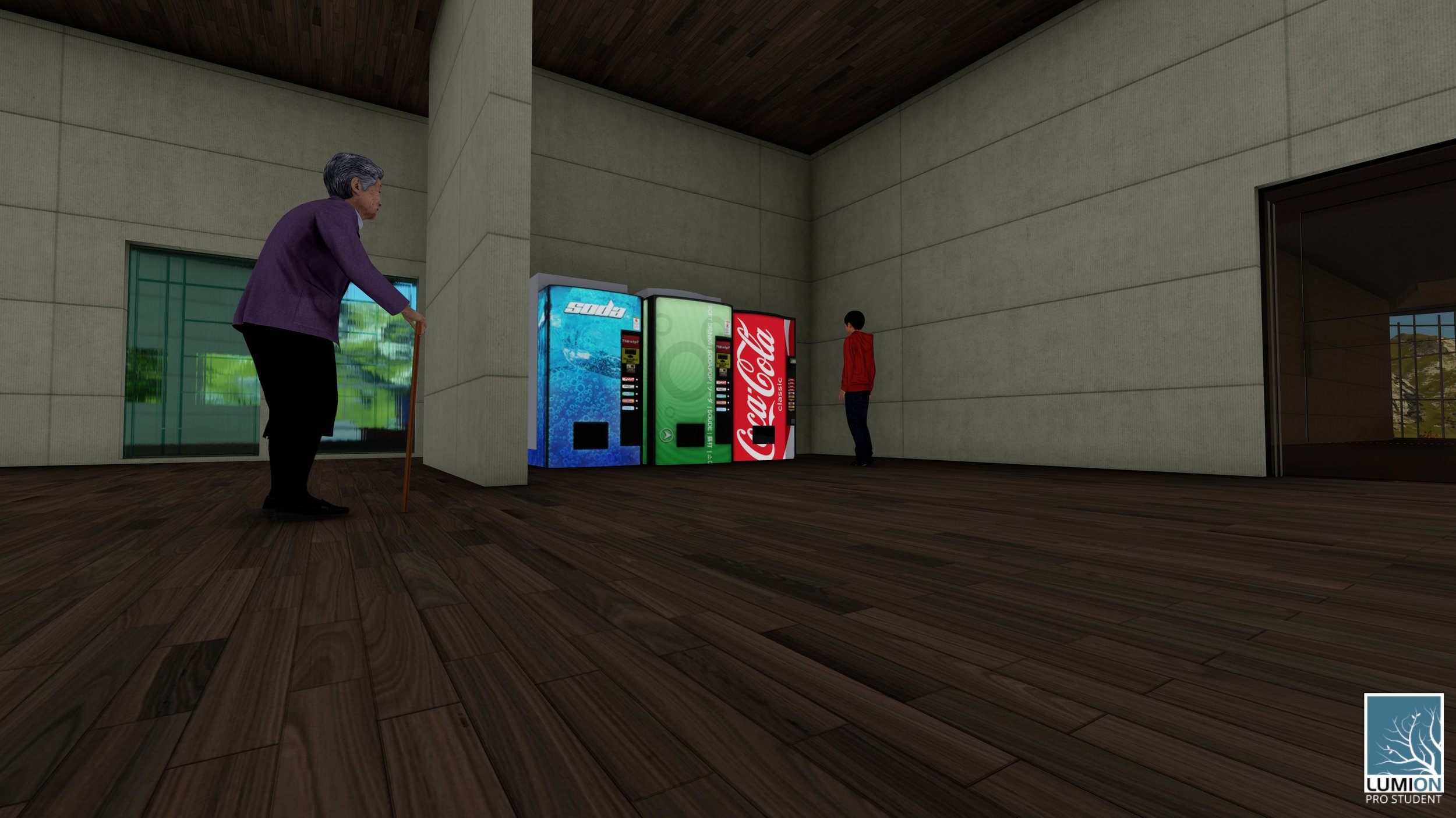 Interior rendering of the second floor vending area.