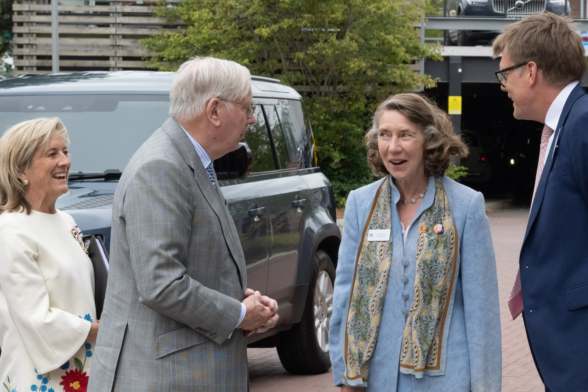 Elizabeth Paris greeting The Duke of Gloucester on arrival at Bee House