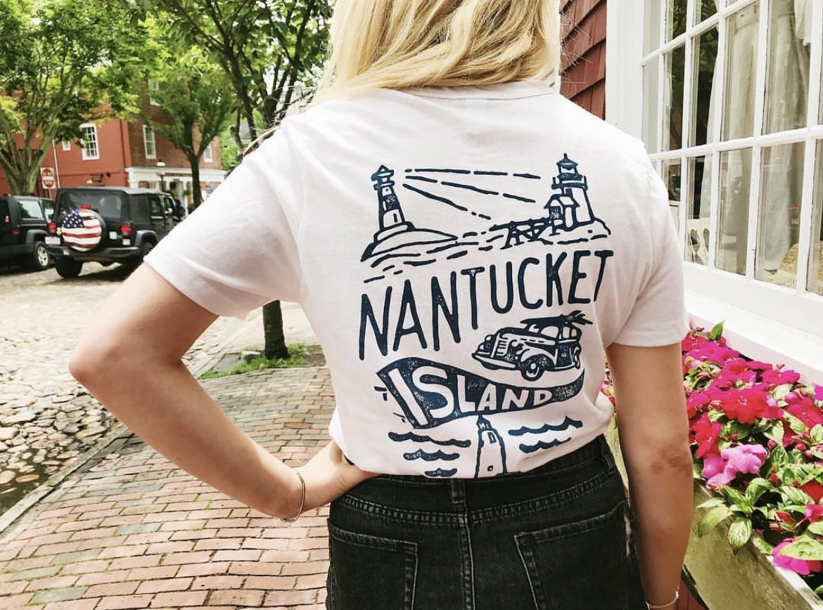 This tee shirt highlights 3 iconic lighthouses that are unique to Nantucket. It was a absolutely a best seller. I worked as a creative director on this piece. I created the concept and worked with a graphic designer to create this custom design. I th