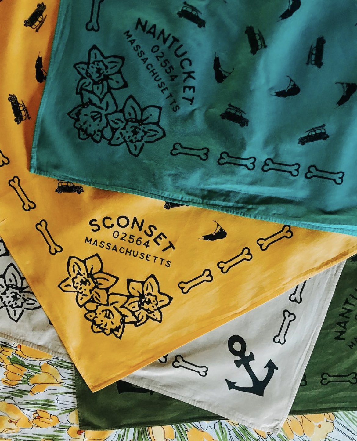 Dogs are a big deal on Nantucket, especially for Daffodil weekend. I used designs that were already created and configured them into bandana friendly prints. They were a hit!