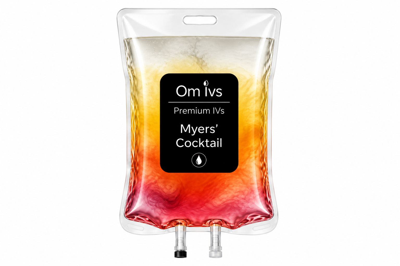 Myers’ Cocktail IV therapy bag at Om Integrative Medicine