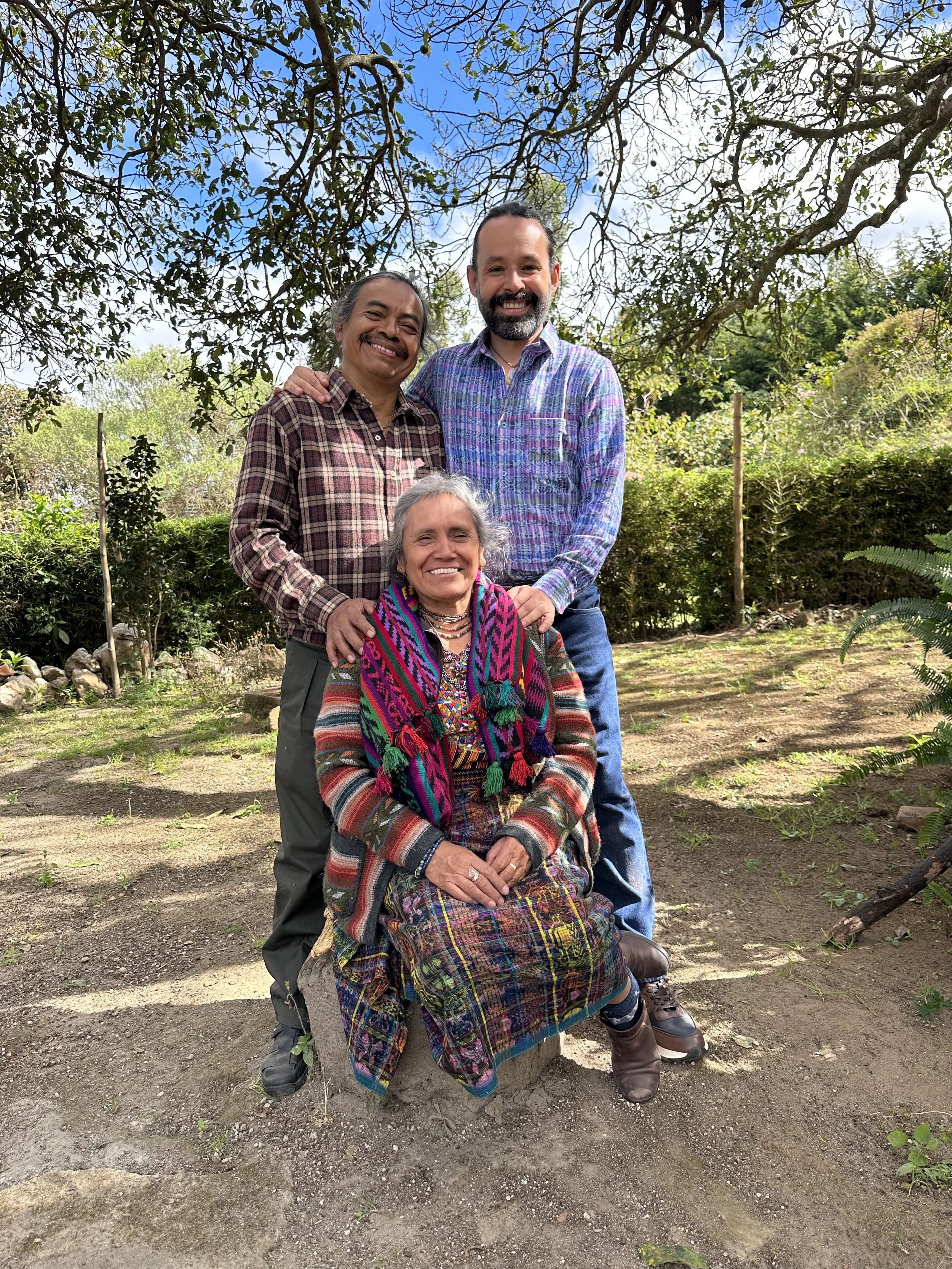 Andrés Jiménez with Tat Pedro Yac Noj and Nan Faviana Cochoy Alva