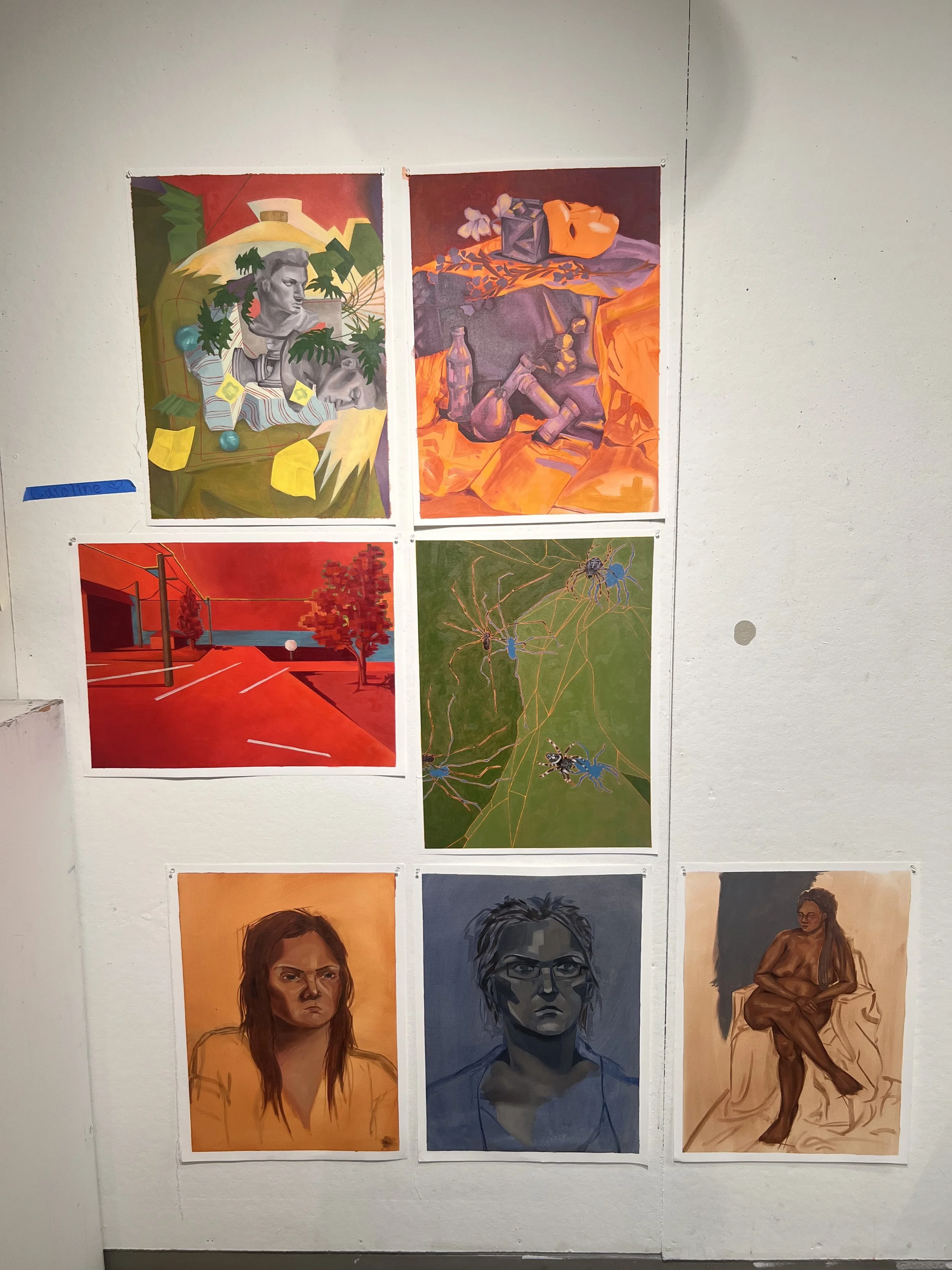 Selected Student Work, Painting II: Form + Content

A selection of student paintings from multiple assignments exploring technique, material experimentation, observation, and the development of individual ideas.