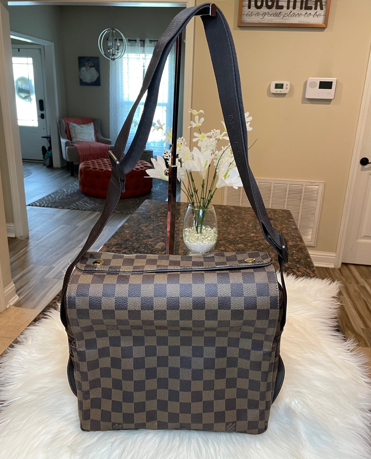 Louis Vuitton Damier Ebene Canvas Naviglio Messenger Bag Louis Vuitton