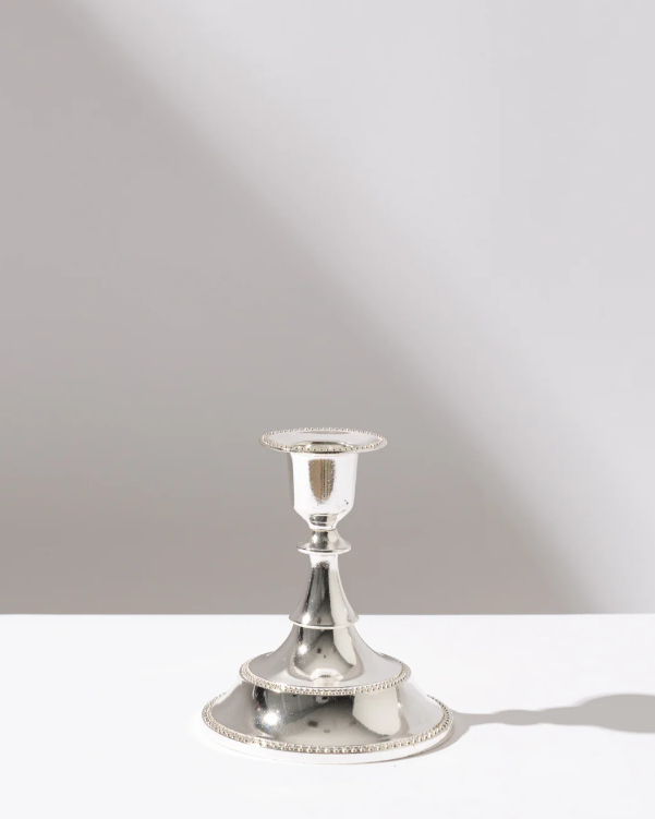 Antique silver candle holder - short