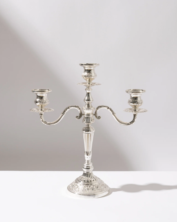 Antique 3-arm silver candlelabra