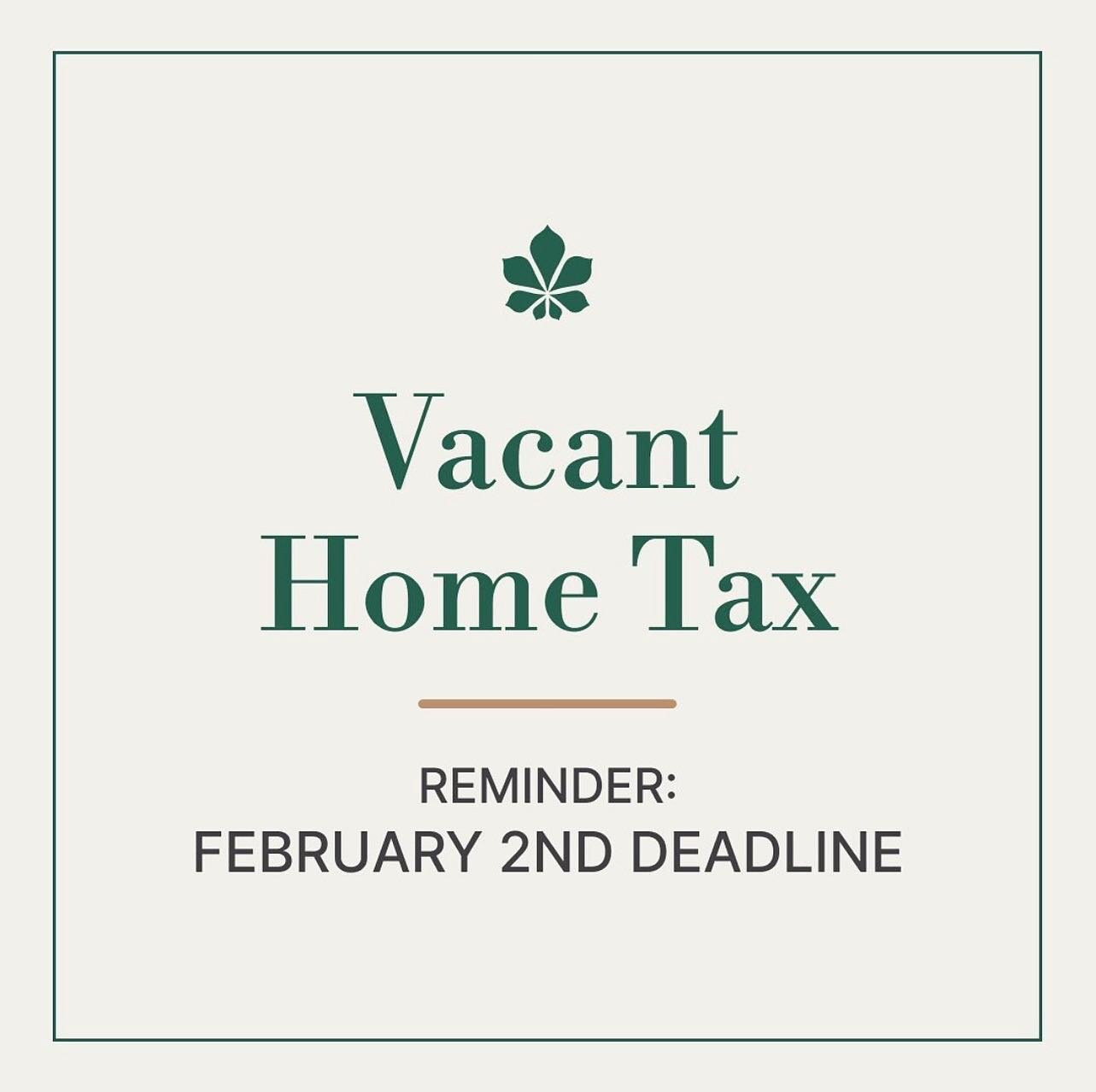 Do you know about the Vacant Home Tax? The deadline to declare is just days away. 

All residential property owners in Toronto will be required to submit a declaration of their property&rsquo;s occupancy status for the previous year, even if they liv