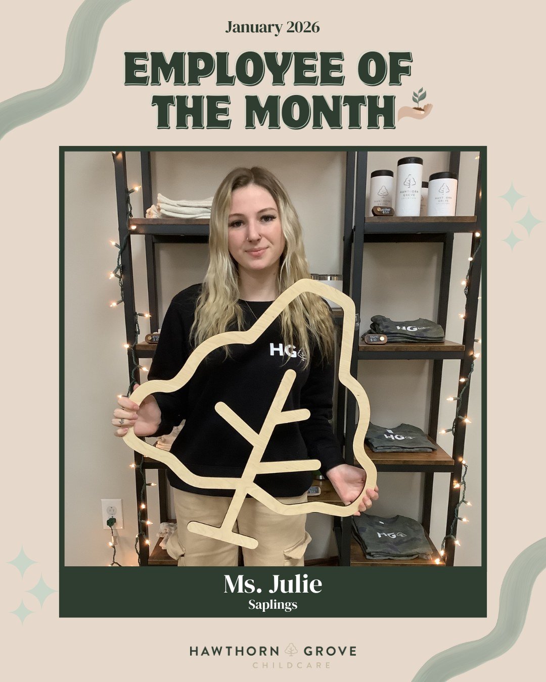 Congratulations to Ms. Julianne from our Saplings classroom! 😊 Ms. Julie stepped into her role so seamlessly, it feels like she&rsquo;s always been there. She&rsquo;s an amazing team player for both staff and students and is dependable, upbeat, and 