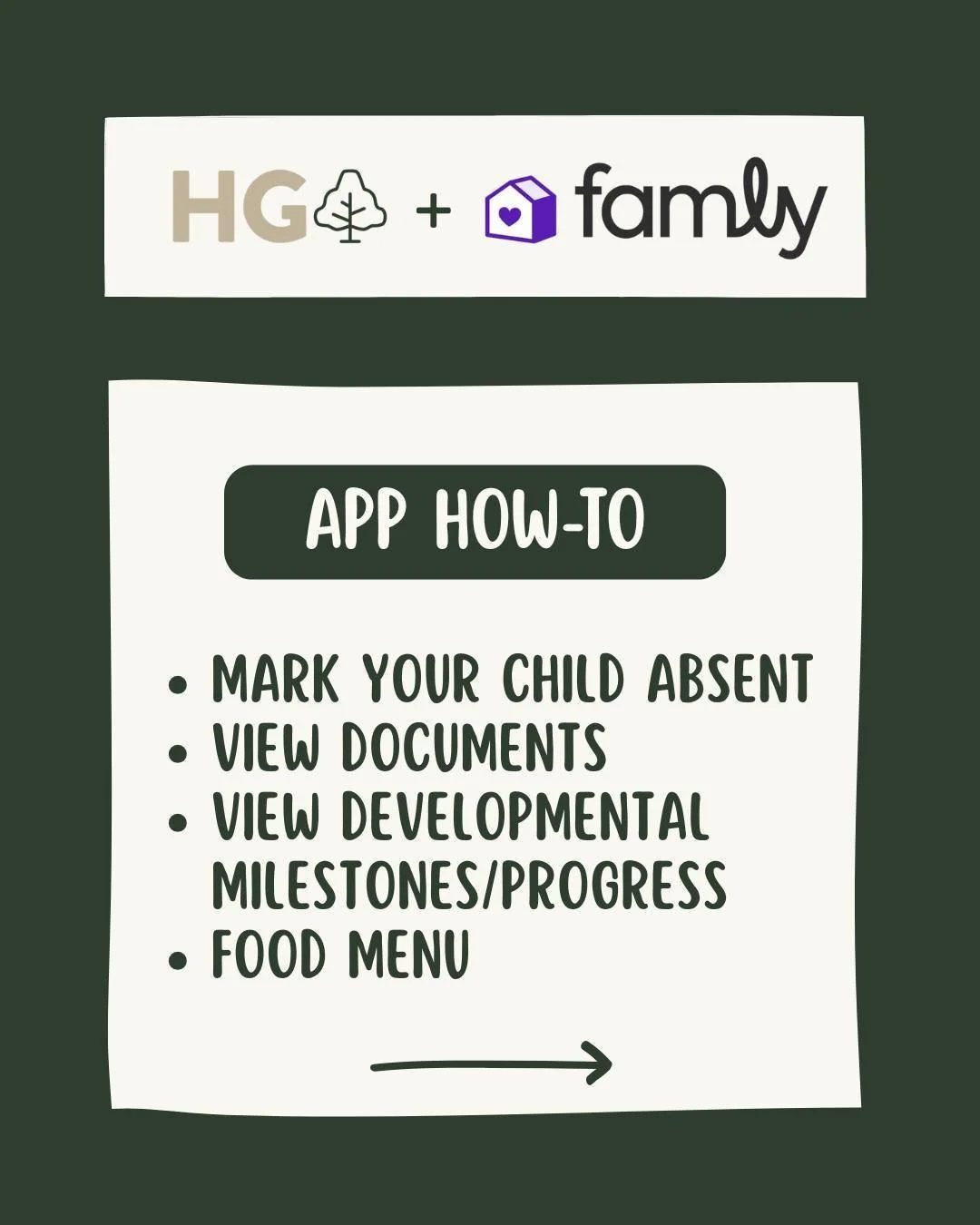Here&rsquo;s a quick guide to navigating the Famly app! From absences and milestones to menus and documents.📱✨ Questions? Please reach out, we&rsquo;re always happy to help!