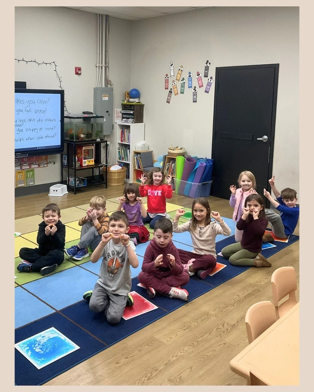 Learning about kindness and emotions, one Skittle at a time 💛🌈 Our Grove+ class explored feelings and thoughtful choices by picking colors, answering questions, and adding their Skittles to our class kindness jar!