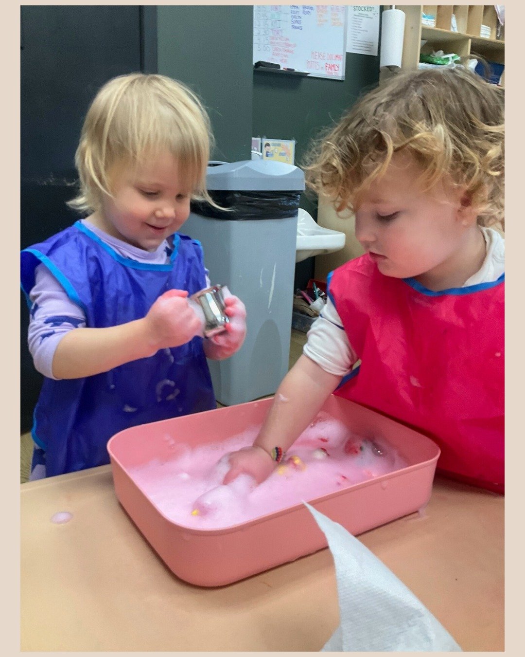 Little artists at work 💕 Our Saplings are bringing Valentine&rsquo;s Day to life with paint bouquets, foam fun and heart-filled creations!