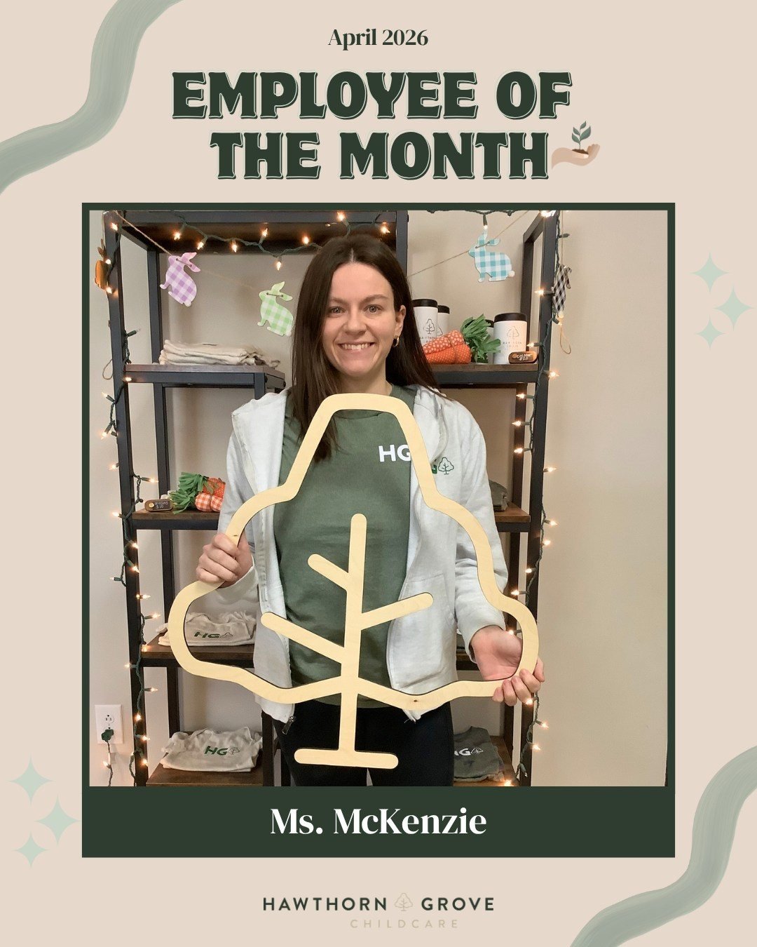A new month means a new Employee of the Month 🥳 Congratulations to Ms. McKenzie in Grove +! McKenzie does such a great job getting our oldest kiddos ready for Kindergarten! Her students love her so much that they never want her to leave. (I think so
