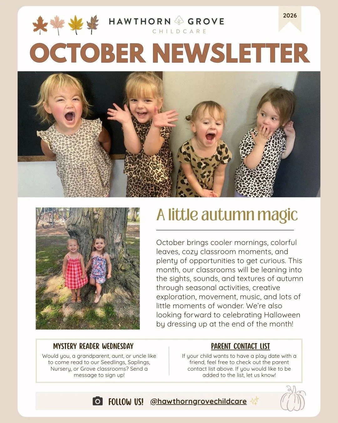 Hello, October! 🍂 Take a peek at what&rsquo;s happening at Hawthorn this month! 🤎