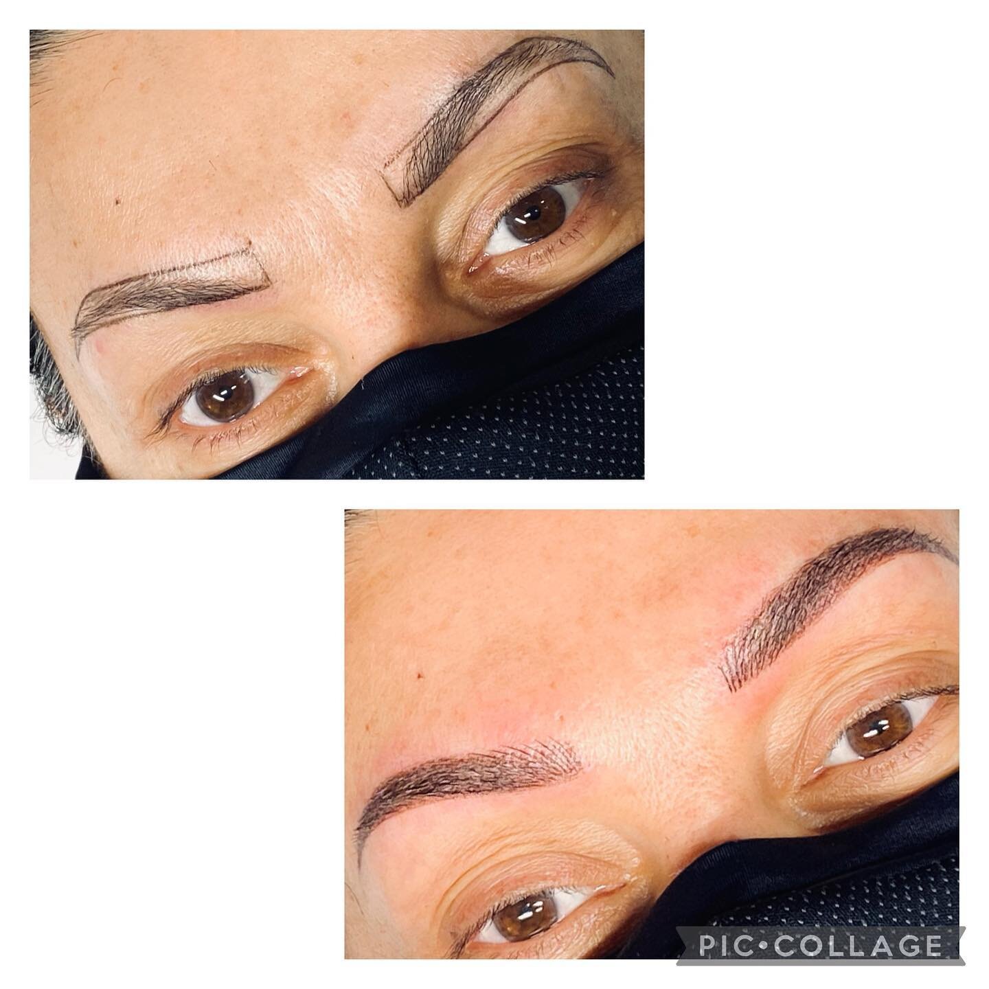 Combo Brows for a Great Lady. We started with couple of appointments for brow wax and I suggested permanent makeup. Marta already was thinking about the service and I was grateful that she chose me for it. Combo Brow is a combination between manual M