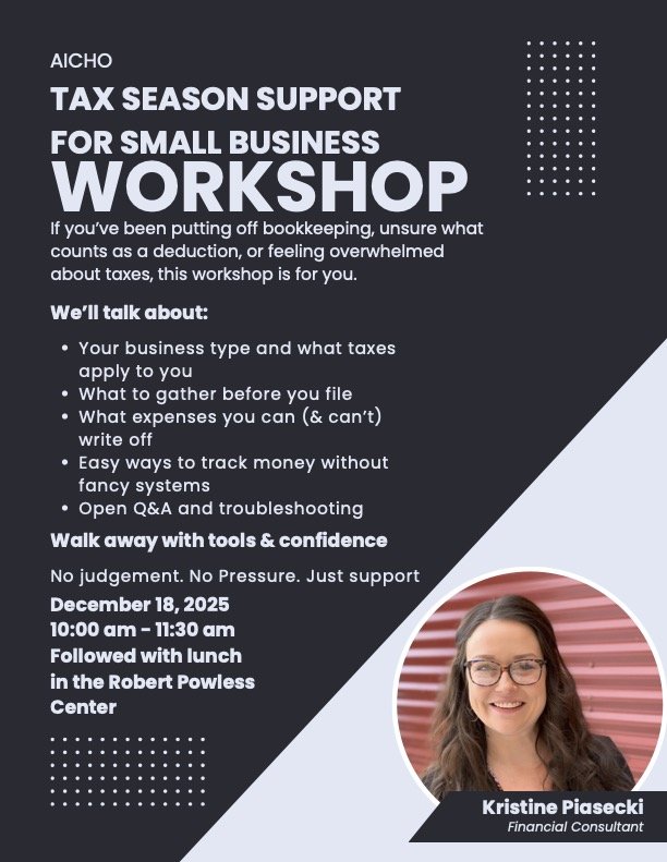 Tax preparation workshop poster.