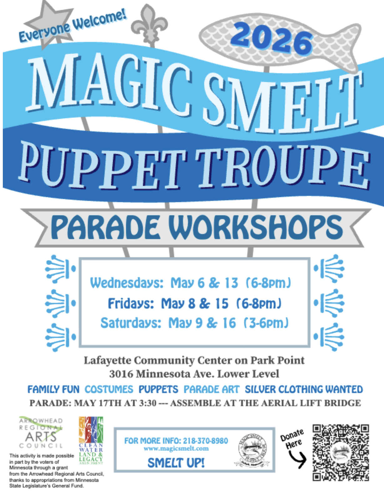 magic smelt puppet troupe parade workshops poster.