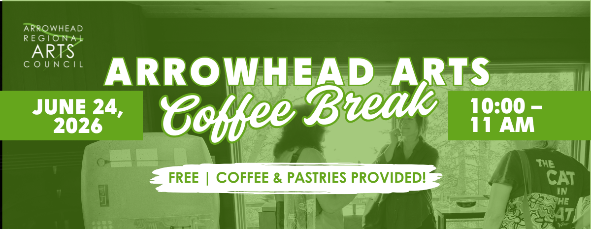 coffee break flyer featuring people chatting and smiling