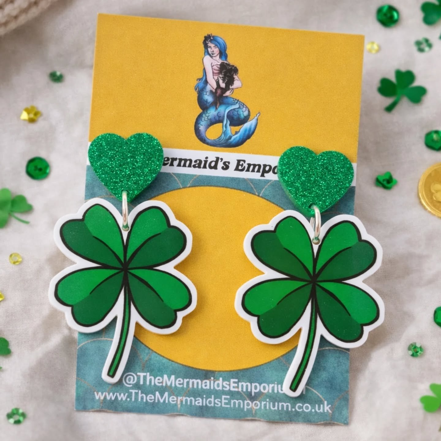 St Patrick's Day Lucky Four Leaf Clover earrings 🍀🍀🍀
..
.
#stpatricksday☘️ #fourleafclover🍀 #luckoftheirish #jewellery #themermaidsemporium