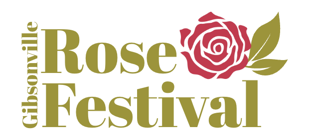 Gibsonville Rose Festival Logo in light green with a pink rose.