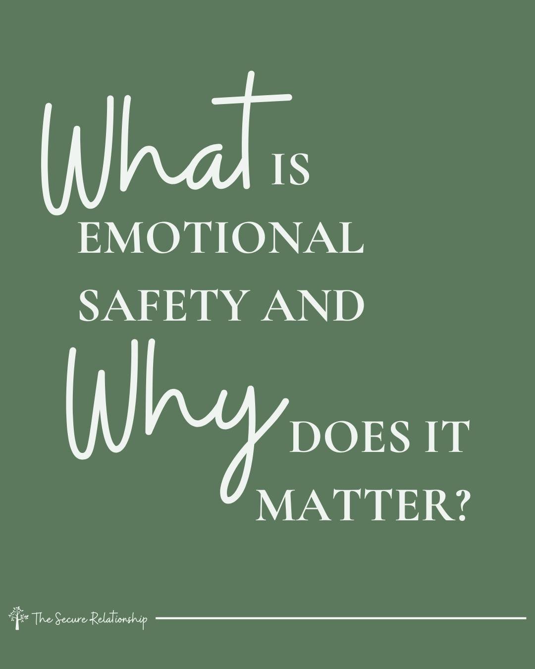 Emotional safety is not optional. It is a core human need.

We are wired to seek emotional safety with the same urgency we seek food, warmth, and shelter. Whether we&rsquo;re aware of that need or not, our nervous systems are always scanning for cues