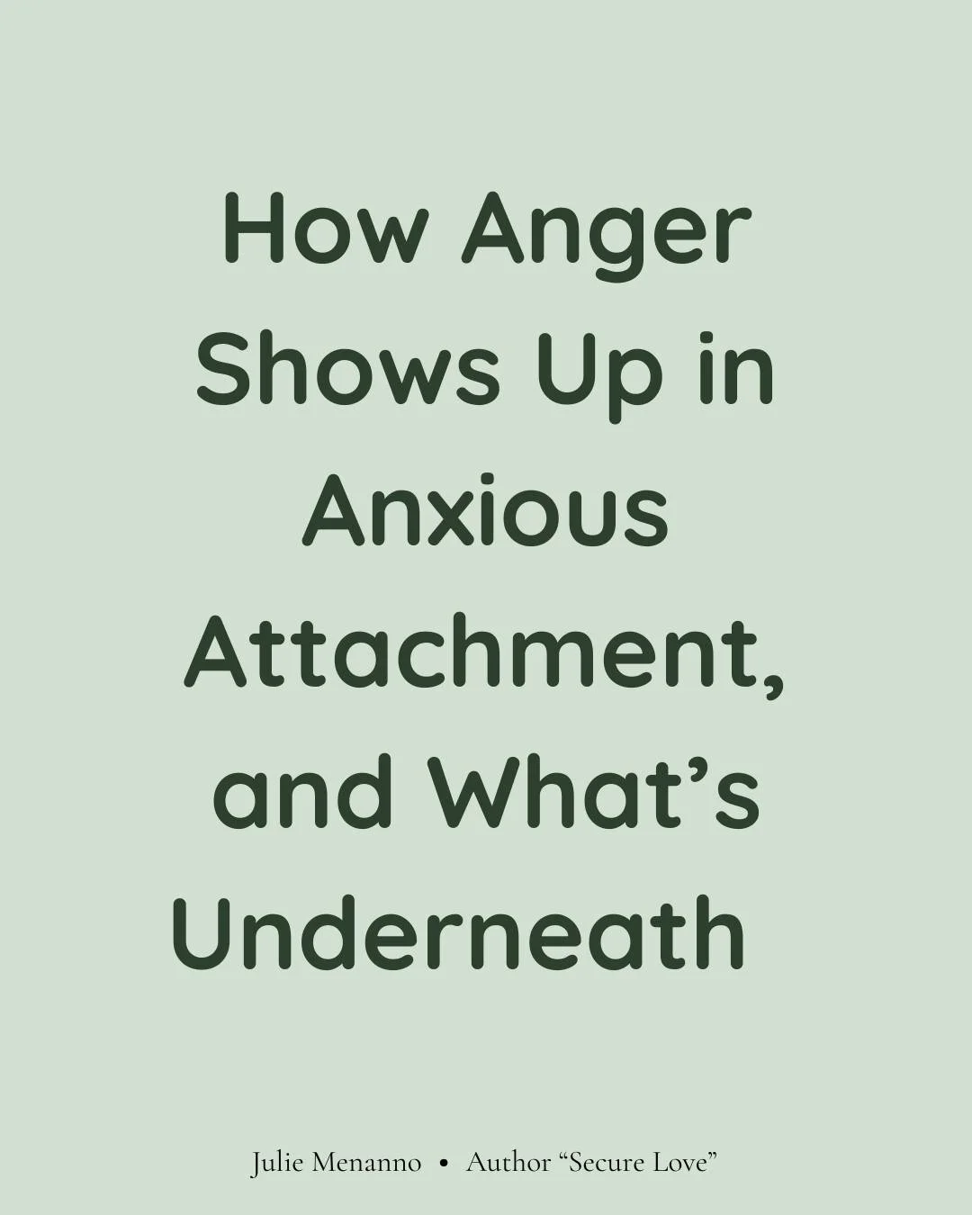If you have an anxious attachment style, anger can feel confusing. You don't want to lash out at the person you love, but in moments of disconnection it comes out anyway.

In my work with anxious partners, that anger almost always has fear underneath