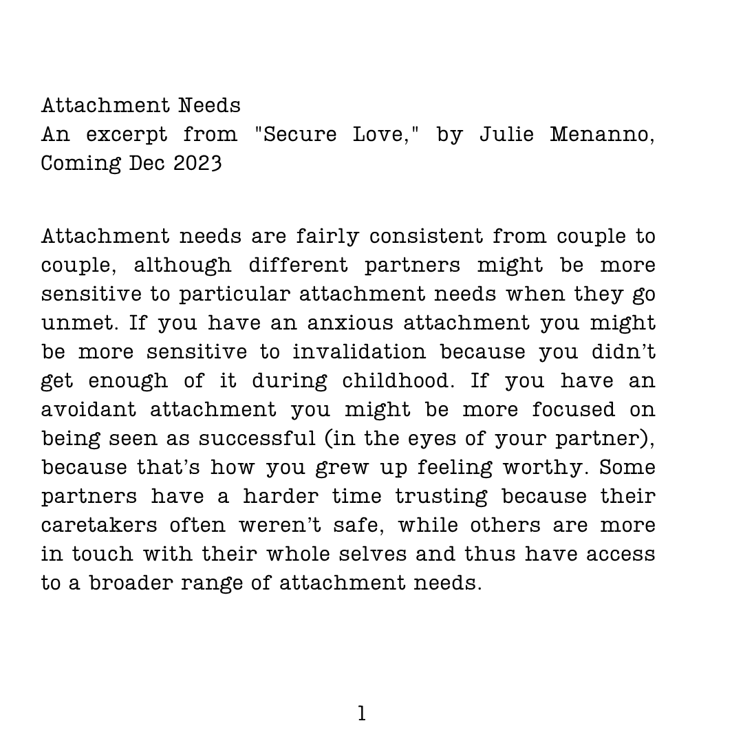 Attachment Needs: The List, and Why Yours Go Unmet
