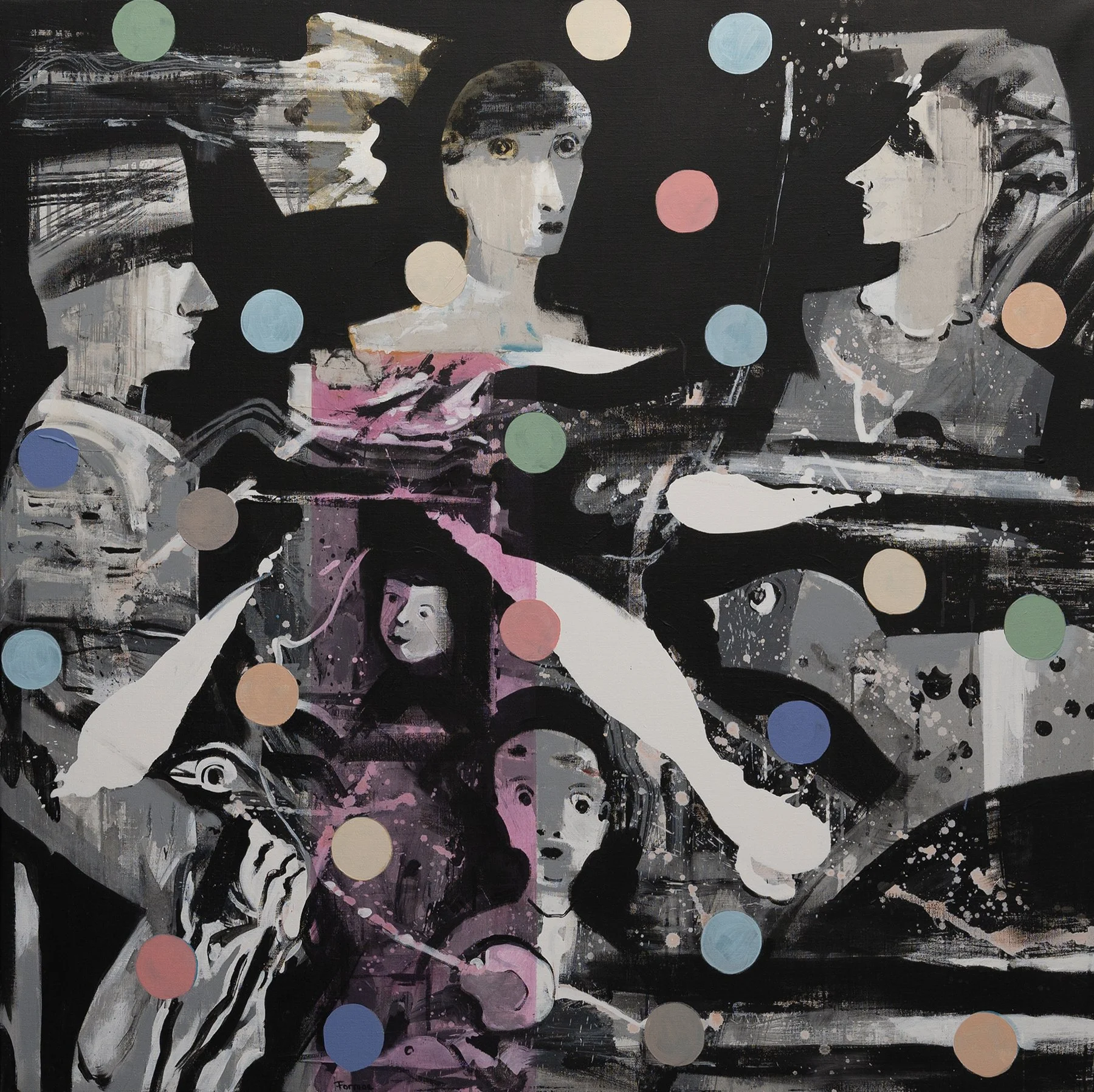 Dots-Akryl/Olje-125x125cm-2009/2025