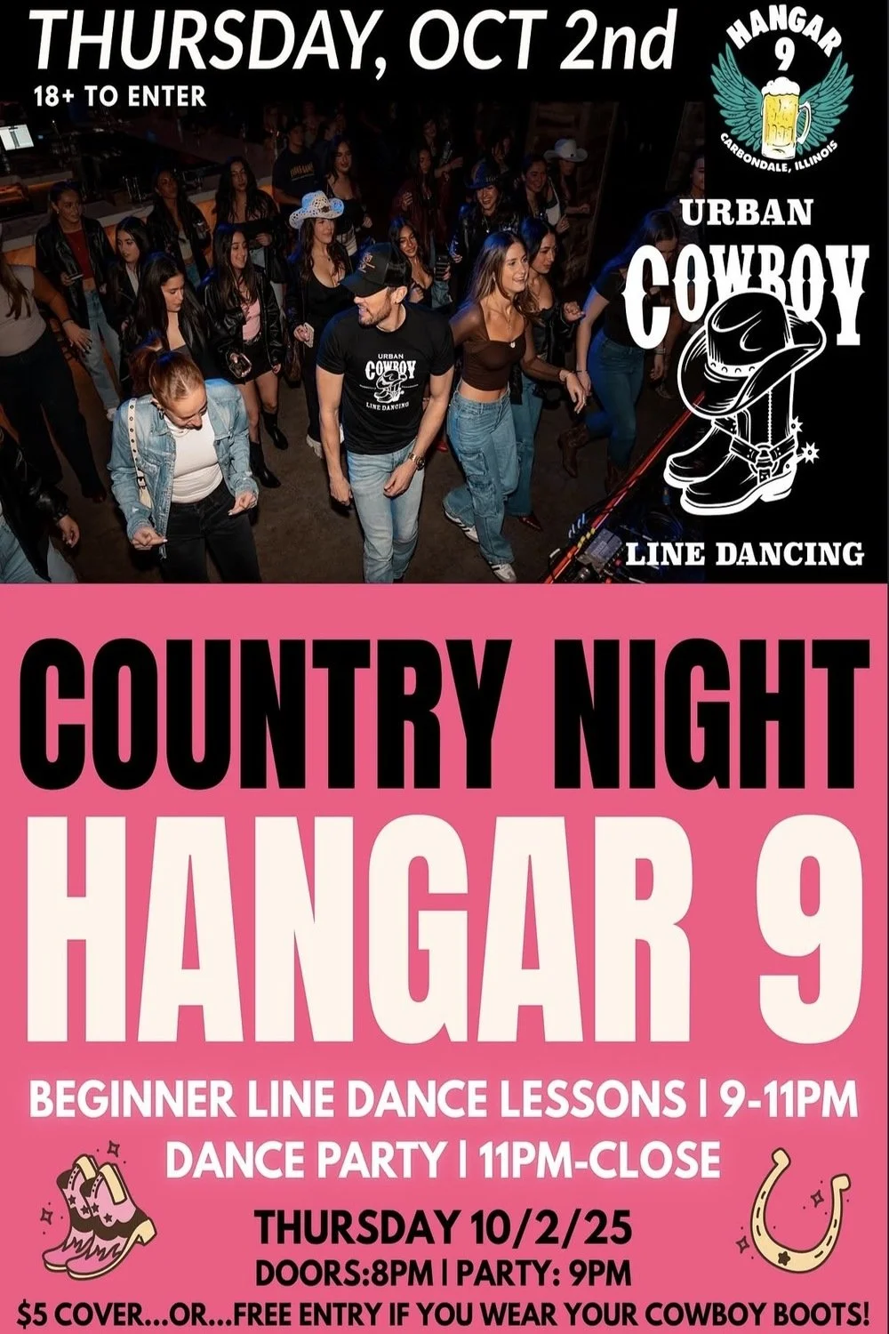 Line Dance Lessons in Carbondale, IL | Country Night at Hangar 9