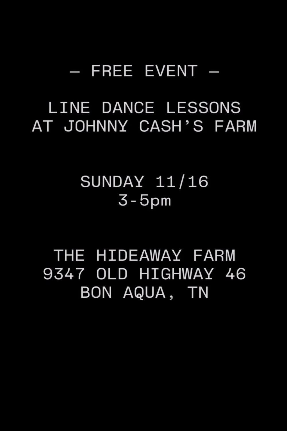 FREE Line Dance Lessons in Bon Aqua, TN | Johnny Cash’s Farm