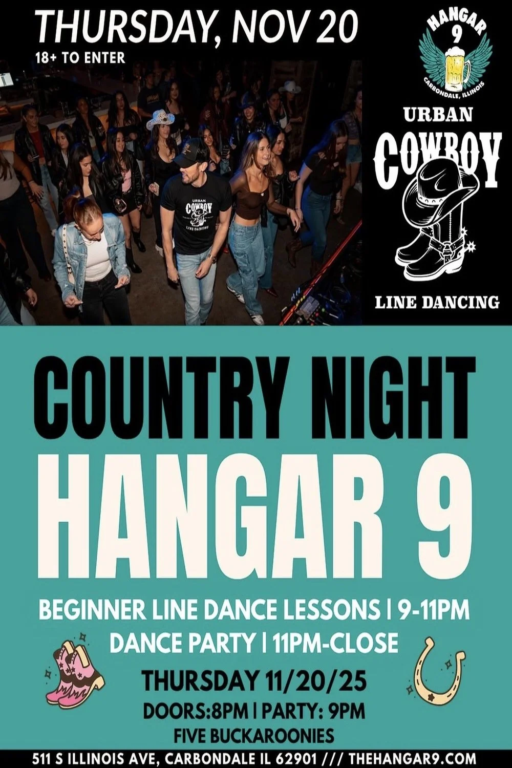 Line Dance Lessons in Carbondale, IL | Country Night at Hangar 9