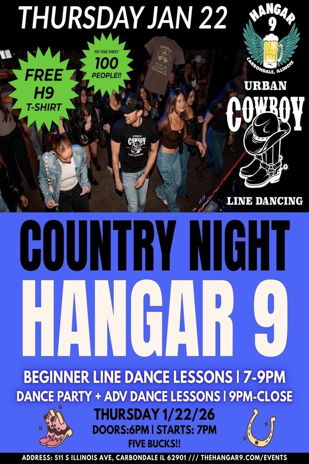 Line Dance Lessons in Carbondale, IL | Country Night at Hangar 9
