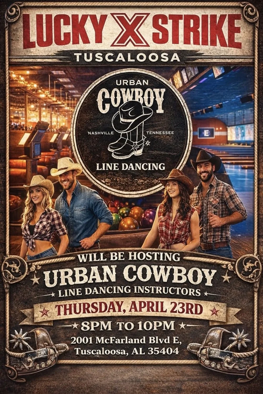 Line Dance Lessons in Tuscaloosa, AL | Lucky Strike Line Dance Night 