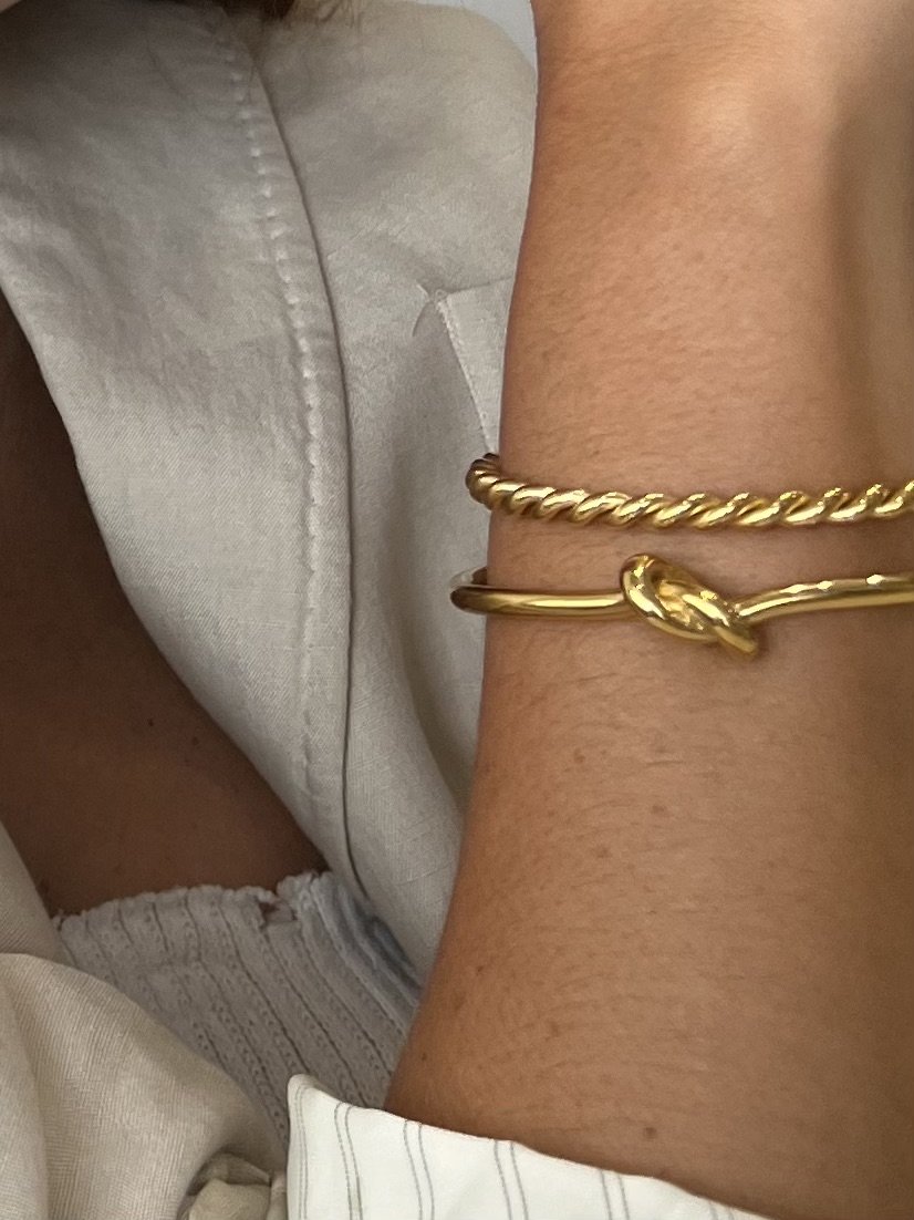 Buy Knot Bangle Gold Sterling Silver and Gold Friendship Knot Bangle Mother  Daughter Gift Anniversary Gift Tie the Knot Bracelet Online in India - Etsy