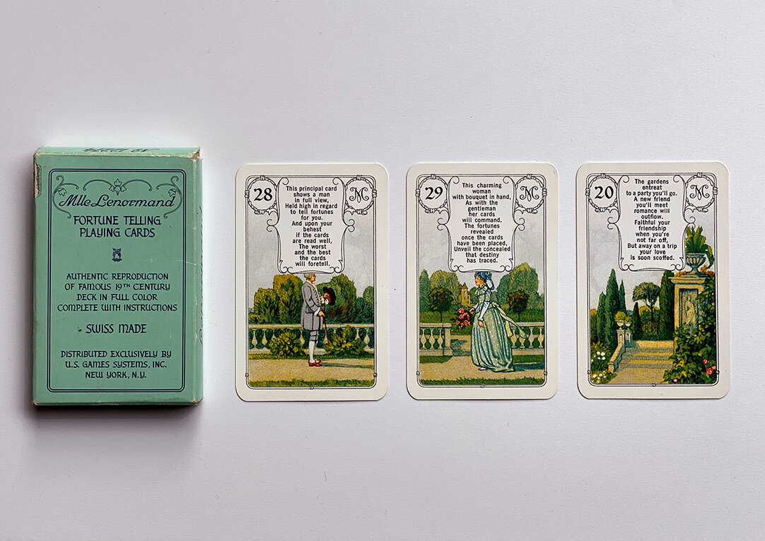 Mlle Lenormand Fotune Telling Cards, AGM Muller, Switzerland, 1970.