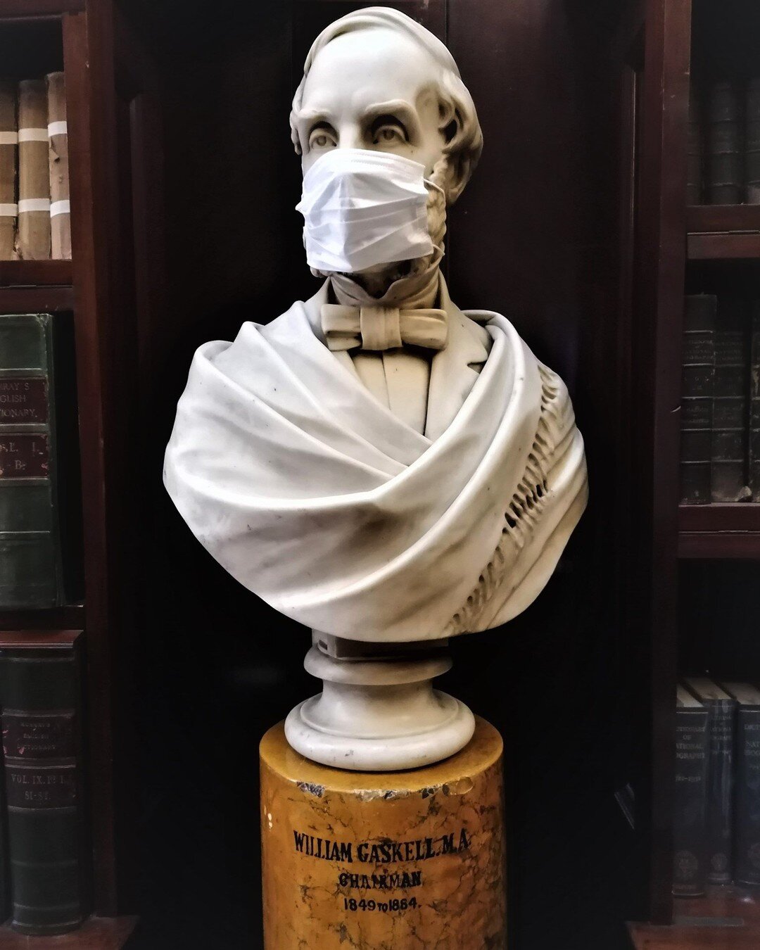 On Monday 19th July, government guidelines on #Covid measures will change. At the Portico, to help protect vulnerable staff, members and visitors, we will continue to wear masks just like our lovely model, William Gaskell, is doing here. We encourage