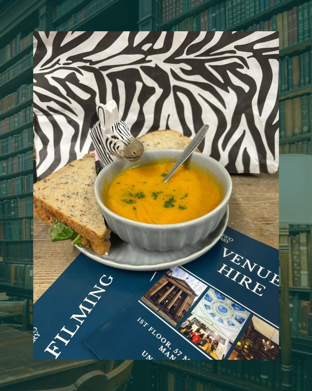 Our Portico Ubuntu soup, made with sweet potato, coconut, peanut and spicy seasoning,  is just the ticket for combating the temperamental Manchester weather this week!