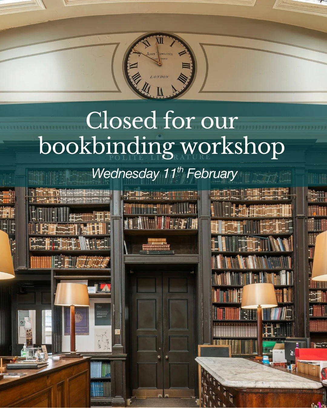 A polite note to say that we'll be closed to the public tomorrow as we are hosting a bookbinding workshop.

We'll also be closing a little earlier at 3pm on Thursday for an event. 

We apologise for any inconvenience!